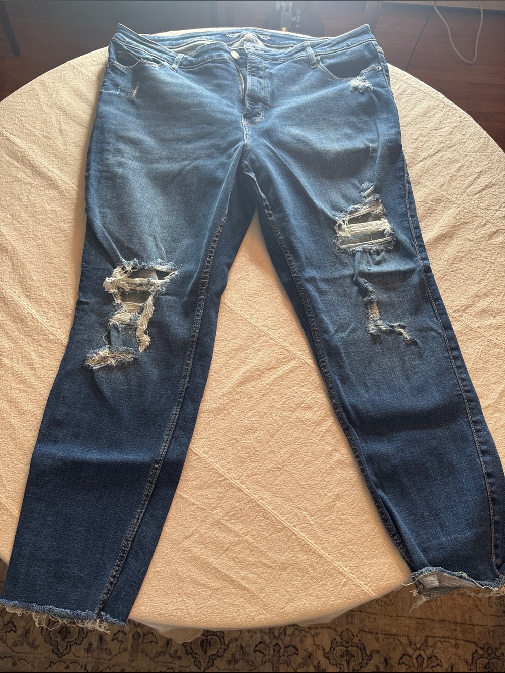 Old Navy Dark Blue Distressed Boyfriend Jeans
